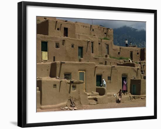 Adobe Buildings of Taos Pueblo, Dating from 1450, UNESCO World Heritage Site, New Mexico, USA-Woolfitt Adam-Framed Photographic Print