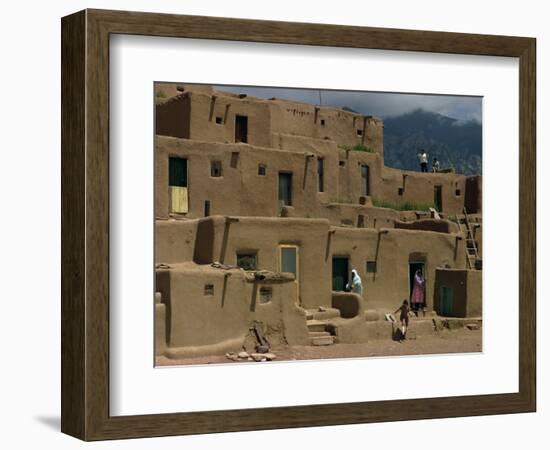 Adobe Buildings of Taos Pueblo, Dating from 1450, UNESCO World Heritage Site, New Mexico, USA-Woolfitt Adam-Framed Photographic Print