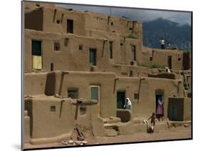 Adobe Buildings of Taos Pueblo, Dating from 1450, UNESCO World Heritage Site, New Mexico, USA-Woolfitt Adam-Mounted Photographic Print