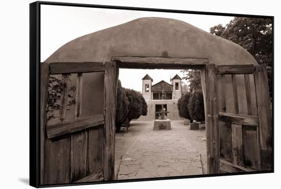 Adobe Church Of Chimayo, New Mexico-George Oze-Framed Stretched Canvas