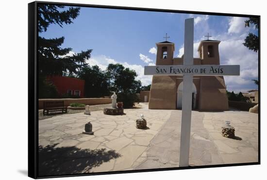 Adobe Church Ranchos De Taos New Mexico-George Oze-Framed Stretched Canvas