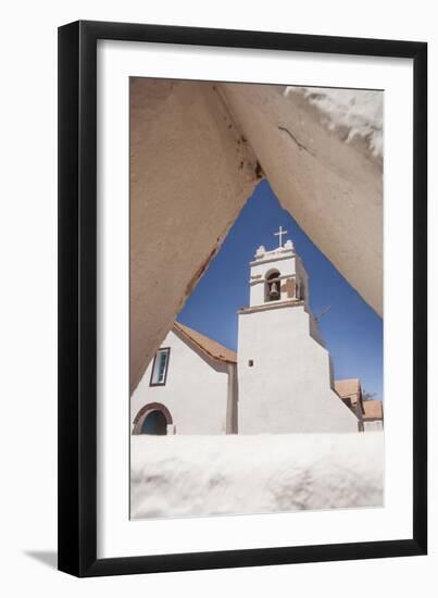Adobe San Pedro Church Bells Seen Through Adobe Fence, San Pedro, Chile, South America-Kimberly Walker-Framed Premium Photographic Print