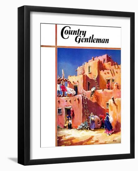 "Adobe Village," Country Gentleman Cover, February 1, 1940-G. Kay-Framed Giclee Print