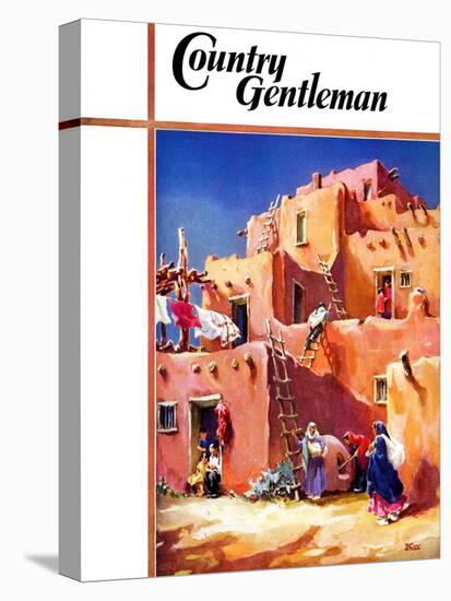 "Adobe Village," Country Gentleman Cover, February 1, 1940-G. Kay-Stretched Canvas