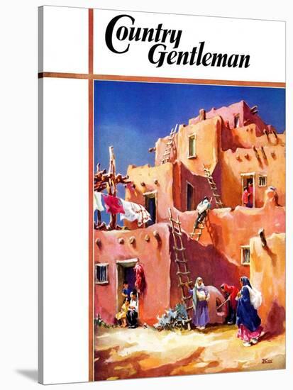 "Adobe Village," Country Gentleman Cover, February 1, 1940-G. Kay-Stretched Canvas