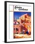 "Adobe Village," Country Gentleman Cover, February 1, 1940-G. Kay-Framed Giclee Print