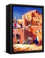 "Adobe Village,"February 1, 1940-G. Kay-Framed Stretched Canvas