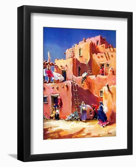 "Adobe Village,"February 1, 1940-G. Kay-Framed Giclee Print