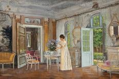 A Woman Reading in an Interior-Adolf Heinrich Hansen-Framed Stretched Canvas