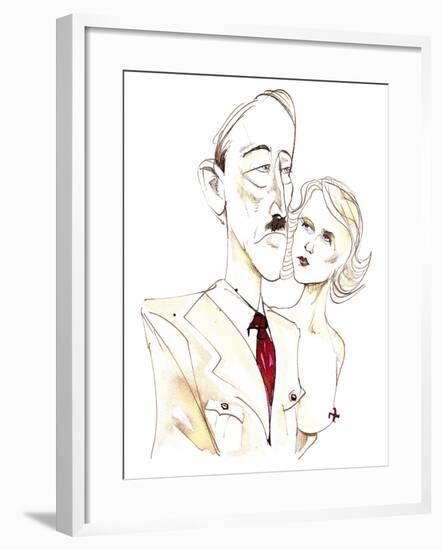 Adolf Hitler with his mistress Eva Braun - colour caricature-Neale Osborne-Framed Giclee Print