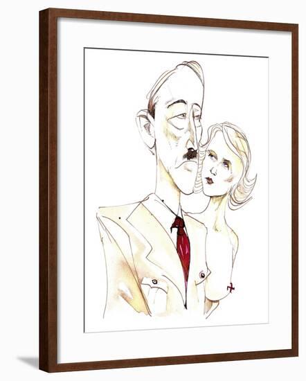 Adolf Hitler with his mistress Eva Braun - colour caricature-Neale Osborne-Framed Giclee Print