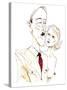 Adolf Hitler with his mistress Eva Braun - colour caricature-Neale Osborne-Stretched Canvas