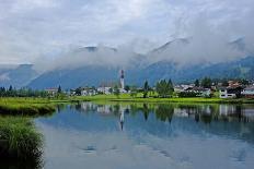 Morning in the Mountain Lake Pillersee, Church Is Reflected in Ascending Morning Fog, Austria-Adolf Martens-Photographic Print