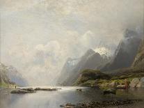 Landscape with Fjord, Steam Boats and Sailing Ships-Adolf Schweitzer-Framed Stretched Canvas