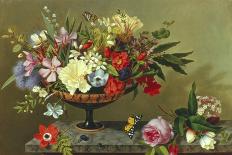 Still Life of Anemones and Roses-Adolf Senff-Framed Stretched Canvas