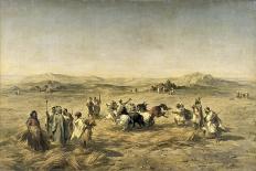 Threshing Wheat in Algeria, 1853-Adolphe Pierre Leleux-Framed Stretched Canvas