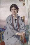 Portrait of May Aimee Smith, 1918 (Oil on Panel)-Adolphe Valette-Framed Stretched Canvas