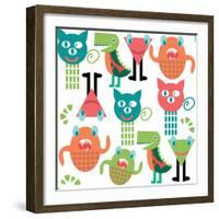 Adorable Abstract Monster Pattern-Luizavictorya72-Framed Art Print