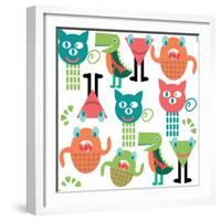 Adorable Abstract Monster Pattern-Luizavictorya72-Framed Art Print