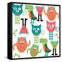 Adorable Abstract Monster Pattern-Luizavictorya72-Framed Stretched Canvas