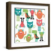 Adorable Abstract Monster Pattern-Luizavictorya72-Framed Art Print