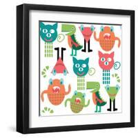 Adorable Abstract Monster Pattern-Luizavictorya72-Framed Art Print