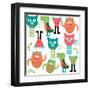 Adorable Abstract Monster Pattern-Luizavictorya72-Framed Art Print