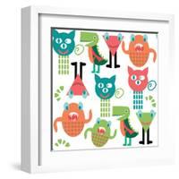 Adorable Abstract Monster Pattern-Luizavictorya72-Framed Art Print