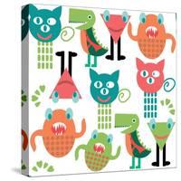 Adorable Abstract Monster Pattern-Luizavictorya72-Stretched Canvas