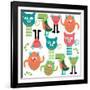 Adorable Abstract Monster Pattern-Luizavictorya72-Framed Art Print