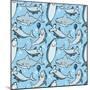 Adorable Shark Party Pattern-Lauren Ramer-Mounted Giclee Print