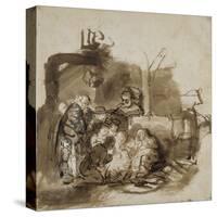 Adoration des bergers-Rembrandt van Rijn-Stretched Canvas