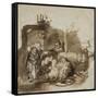 Adoration des bergers-Rembrandt van Rijn-Framed Stretched Canvas