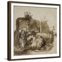 Adoration des bergers-Rembrandt van Rijn-Framed Giclee Print