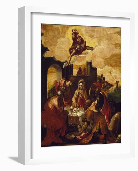 Adoration of Shepherds, 1612-El Greco-Framed Giclee Print