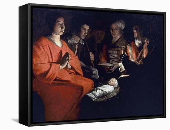 Adoration Of Shepherds-Georges de La Tour-Framed Stretched Canvas