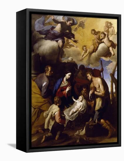 Adoration of Shepherds-Massimo Stanzione-Framed Stretched Canvas