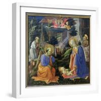 Adoration of the Child with Ss. Hilary, Jerome, Mary Magdalene and Angels-Fra Filippo Lippi-Framed Giclee Print