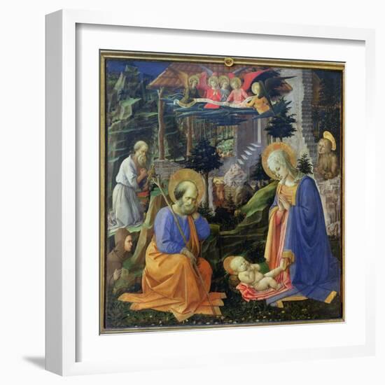 Adoration of the Child with Ss. Hilary, Jerome, Mary Magdalene and Angels-Fra Filippo Lippi-Framed Giclee Print