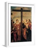 Adoration of the Cross (Sts. Helen, Barbara, Andrew, Macarius)-Tintoretto-Framed Art Print