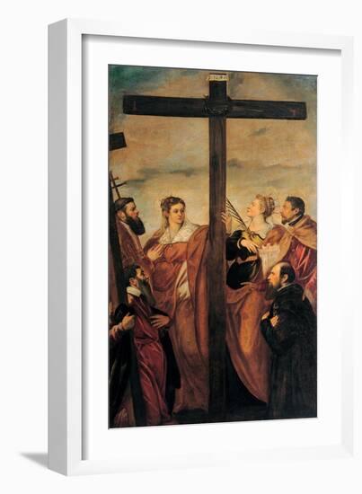 Adoration of the Cross (Sts. Helen, Barbara, Andrew, Macarius)-Tintoretto-Framed Art Print