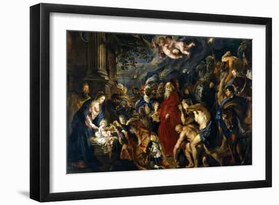 Adoration of the Magi, 1609; 1628-1629-Peter Paul Rubens-Framed Giclee Print