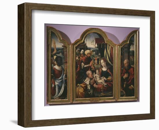 Adoration of the Magi, Epiphany Triptych, C.1540-Pieter Coecke van Aelst-Framed Giclee Print