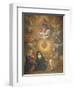 Adoration of the Sacred Heart of Jesus by the Angels, Mary and Joseph and Margaret Mary Alacocque-French School-Framed Premium Giclee Print