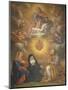 Adoration of the Sacred Heart of Jesus by the Angels, Mary and Joseph and Margaret Mary Alacocque-French School-Mounted Premium Giclee Print