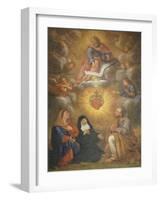 Adoration of the Sacred Heart of Jesus by the Angels, Mary and Joseph and Margaret Mary Alacocque-French School-Framed Giclee Print