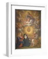 Adoration of the Sacred Heart of Jesus by the Angels, Mary and Joseph and Margaret Mary Alacocque-French School-Framed Giclee Print