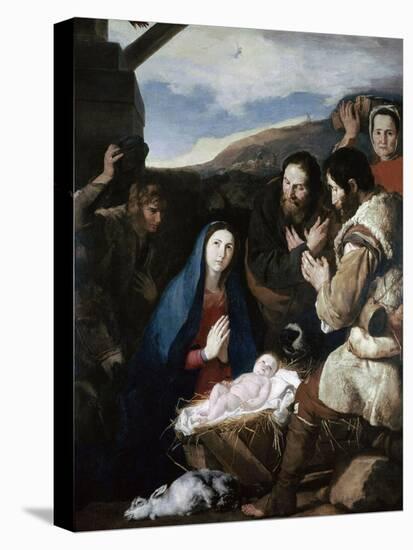 Adoration of the Sheperds, 1650-Jusepe de Ribera-Stretched Canvas