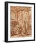 Adoration of the Shepherds, 1501-1700 (Pen and Brown Ink, Brush and Brown Wash with Red Chalk on Pa-German School-Framed Giclee Print