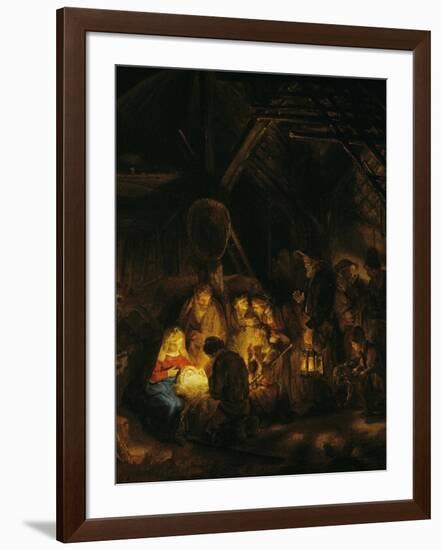 Adoration of the Shepherds, 1646-Rembrandt van Rijn-Framed Giclee Print